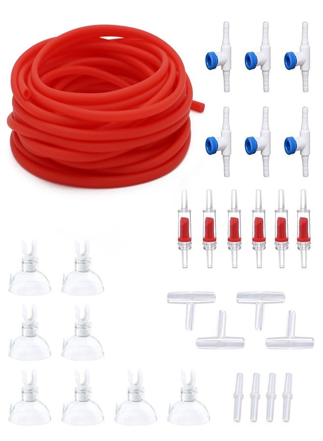 pewyoke Premium 50FT 3/16inch Air Hose for Aquarium with Connector,Check Valve, Control Valve Accessories (Red, 50 ft.) - Image 1